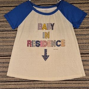 ALATEN Of New York Blue White Pregnancy Cotton Blend Womens M Shirt RARE VTG 80s